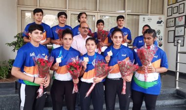 मैडल जीतकर पहुंची खिलाड़ियों का रोहतक में भव्य स्वागत