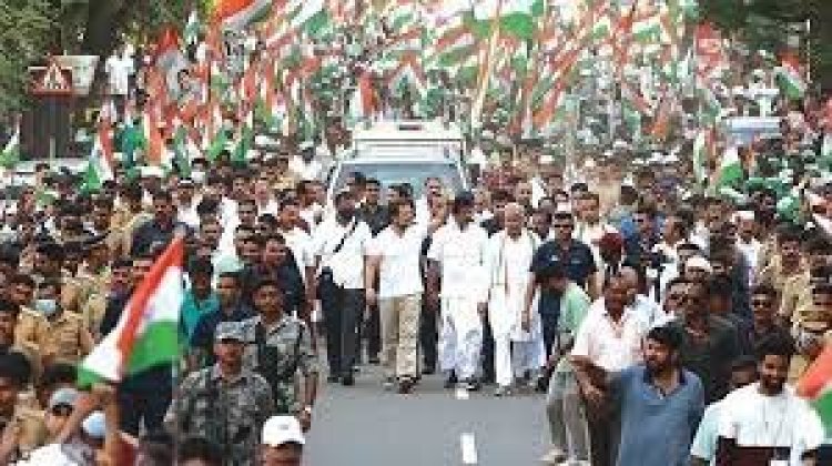 राहुल गांधी की भारत जोड़ो यात्रा का घरौंडा में जोरदार हुआ स्वागत